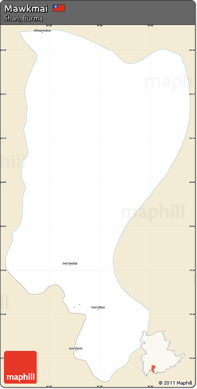 Classic Style Simple Map of Mawkmai, single color outside