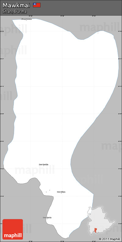 Gray Simple Map of Mawkmai, single color outside