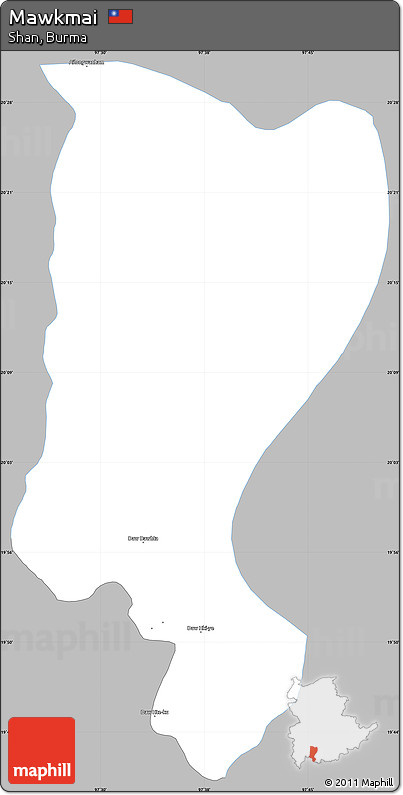 Gray Simple Map of Mawkmai, single color outside