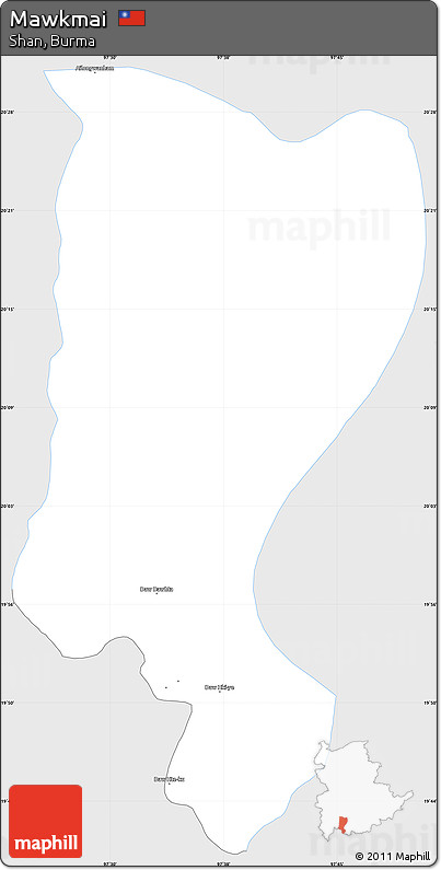 Silver Style Simple Map of Mawkmai, single color outside