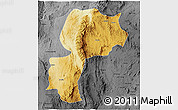 Physical 3D Map of Mong Kung, darken, desaturated