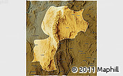 Physical 3D Map of Mong Kung, darken