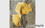 Physical 3D Map of Mong Kung, darken, semi-desaturated