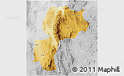 Physical 3D Map of Mong Kung, lighten, desaturated