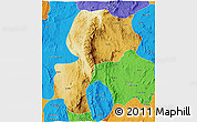 Physical 3D Map of Mong Kung, political outside