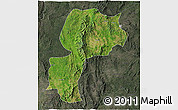 Satellite 3D Map of Mong Kung, darken, semi-desaturated
