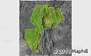 Satellite 3D Map of Mong Kung, desaturated