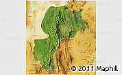 Satellite 3D Map of Mong Kung, physical outside