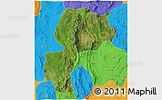 Satellite 3D Map of Mong Kung, political outside