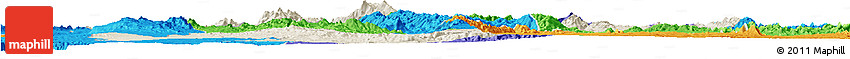 Shaded Relief Horizon Map of Mong Kung, political outside