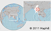 Gray Location Map of Mong Kung, highlighted country, within the entire country, hill shading