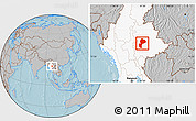 Gray Location Map of Mong Kung, highlighted country, hill shading