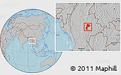 Gray Location Map of Mong Kung, hill shading