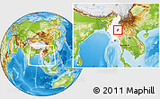 Physical Location Map of Mong Kung, highlighted country, within the entire country