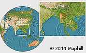 Satellite Location Map of Mong Kung, within the entire country