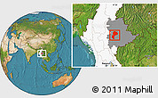 Satellite Location Map of Mong Kung, highlighted country, highlighted parent region