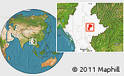 Satellite Location Map of Mong Kung, highlighted country