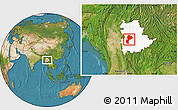 Satellite Location Map of Mong Kung, highlighted parent region