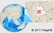 Shaded Relief Location Map of Mong Kung, highlighted parent region