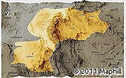 Physical Panoramic Map of Mong Kung, darken, semi-desaturated