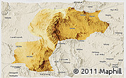 Physical Panoramic Map of Mong Kung, shaded relief outside