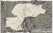 Shaded Relief Panoramic Map of Mong Kung, darken