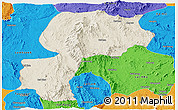 Shaded Relief Panoramic Map of Mong Kung, political outside
