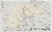 Shaded Relief Panoramic Map of Mong Kung, semi-desaturated
