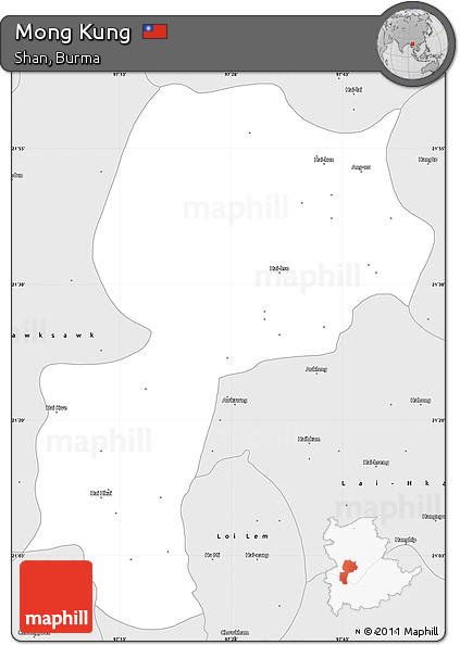 Silver Style Simple Map of Mong Kung