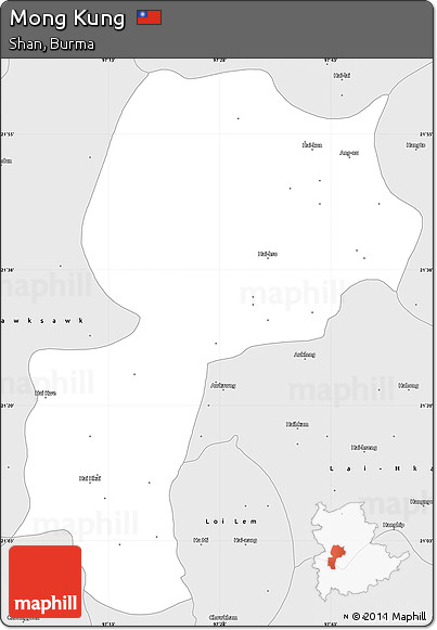 Silver Style Simple Map of Mong Kung