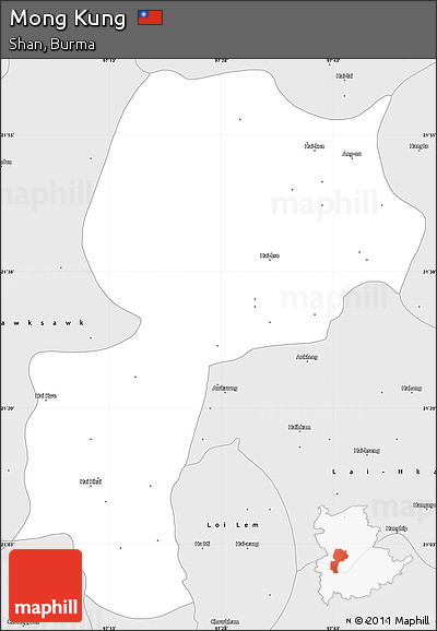 Silver Style Simple Map of Mong Kung