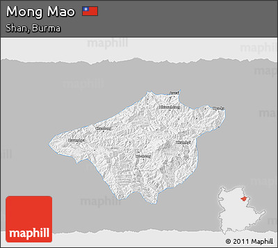 Gray 3D Map of Mong Mao, single color outside