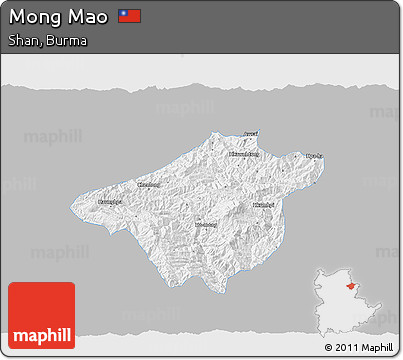 Gray 3D Map of Mong Mao, single color outside