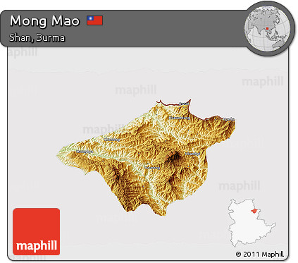 Physical 3D Map of Mong Mao, cropped outside