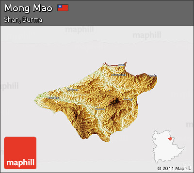 Physical 3D Map of Mong Mao, cropped outside