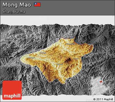 Physical 3D Map of Mong Mao, darken, desaturated