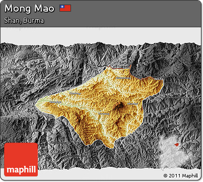 Physical 3D Map of Mong Mao, darken, desaturated