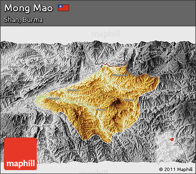 Physical 3D Map of Mong Mao, desaturated