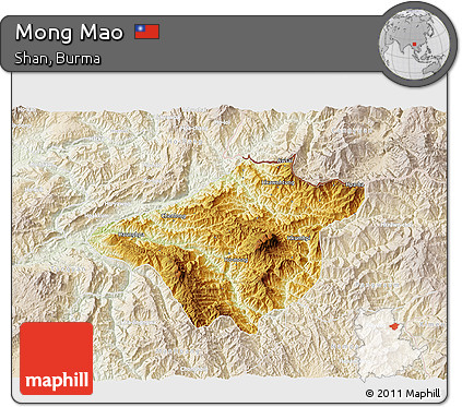 Physical 3D Map of Mong Mao, lighten