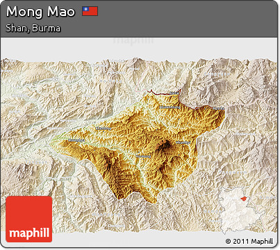 Physical 3D Map of Mong Mao, lighten