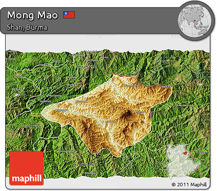 Physical 3D Map of Mong Mao, satellite outside