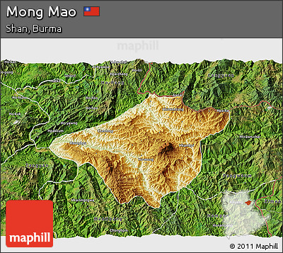 Physical 3D Map of Mong Mao, satellite outside
