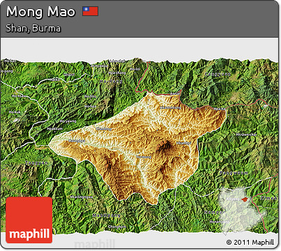 Physical 3D Map of Mong Mao, satellite outside