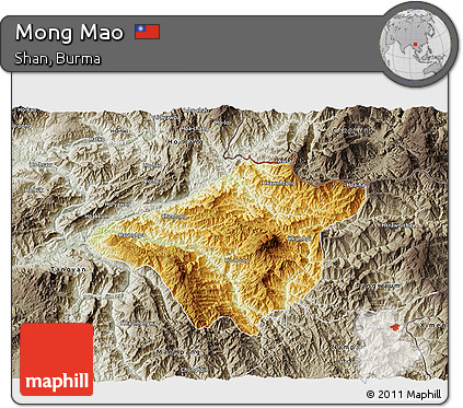 Physical 3D Map of Mong Mao, semi-desaturated