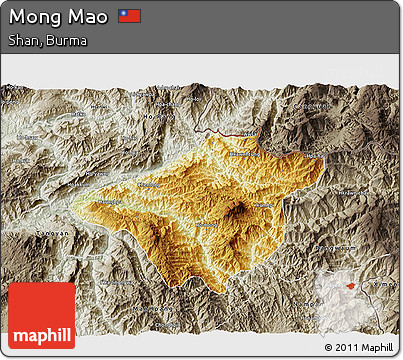 Physical 3D Map of Mong Mao, semi-desaturated