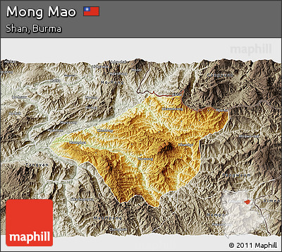 Physical 3D Map of Mong Mao, semi-desaturated