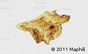 Physical 3D Map of Mong Mao, single color outside