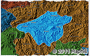 Political 3D Map of Mong Mao, darken