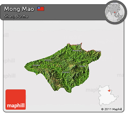 Satellite 3D Map of Mong Mao, cropped outside