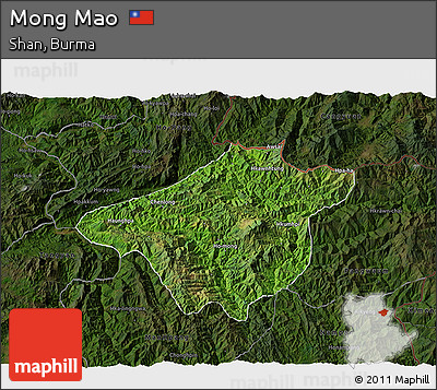 Satellite 3D Map of Mong Mao, darken